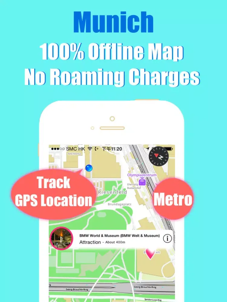 Munich travel guide with offline map and München u-bahn metro transit by BeetleTrip iPad  スクリーンショット