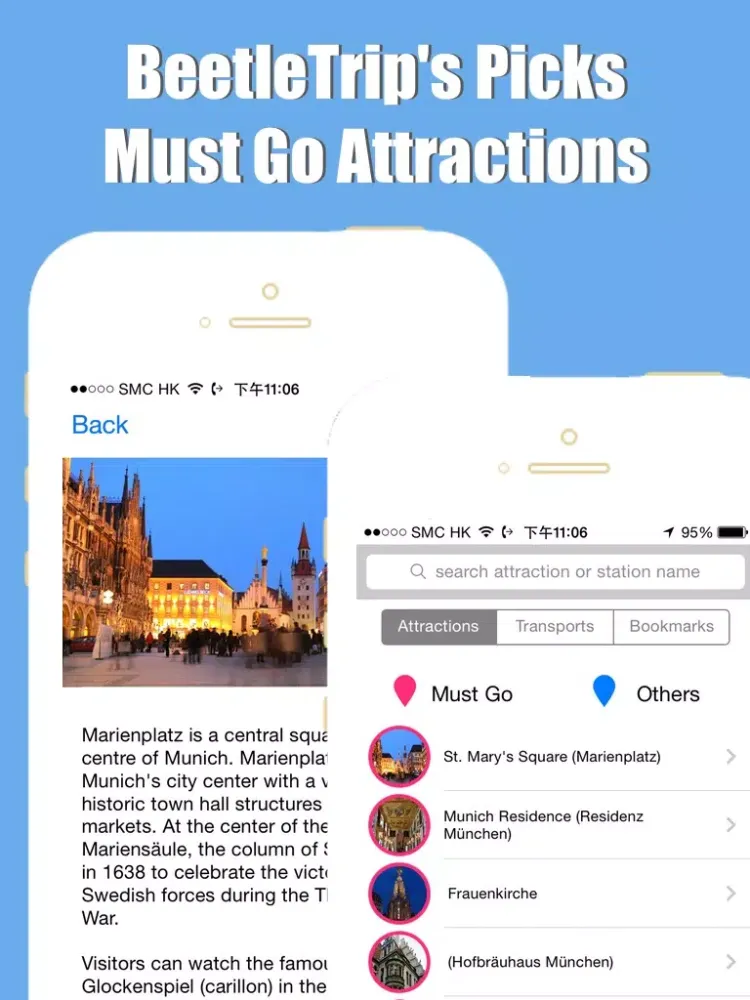 Munich travel guide with offline map and München u-bahn metro transit by BeetleTrip iPad  スクリーンショット