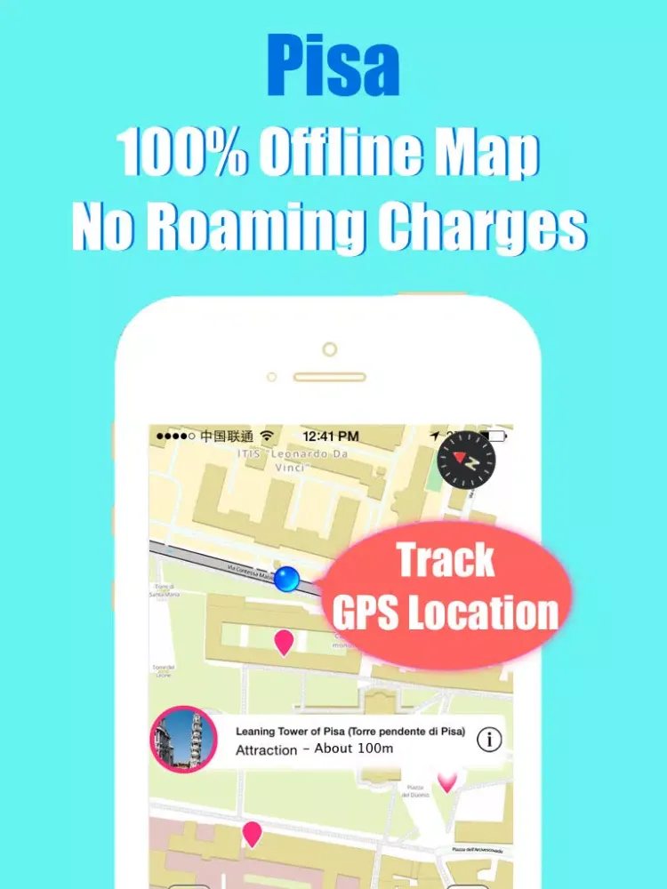 Pisa travel guide with offline map and Rome metro underground transit by BeetleTrip iPad 應用截圖