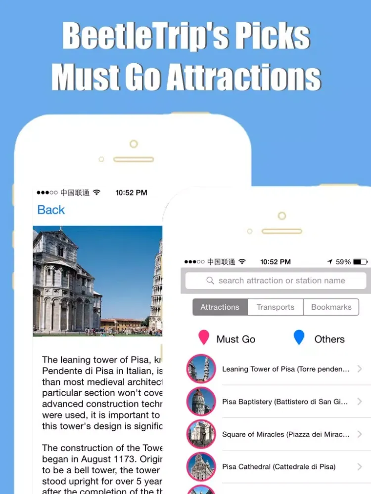 Pisa travel guide with offline map and Rome metro underground transit by BeetleTrip iPad 應用截圖
