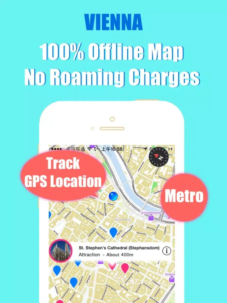 Tangkapan layar Vienna travel guide with offline map and Wien metro transit by BeetleTrip iPad 