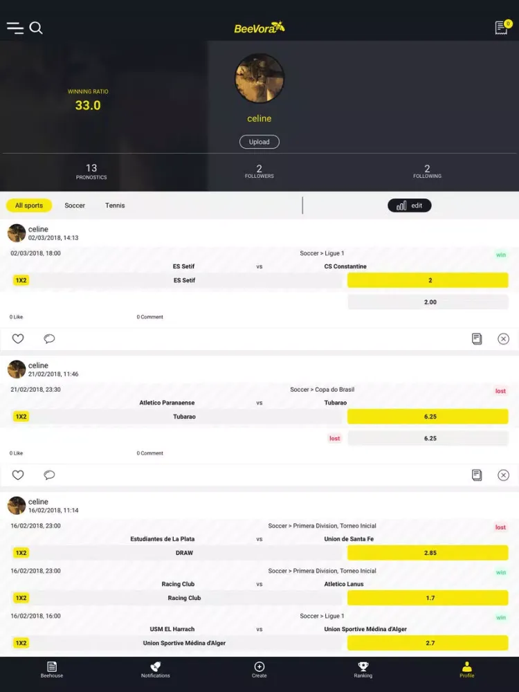 BeeVora : Le réseau des pronos iPad 应用截图