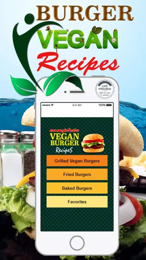 Capturas de tela do Vegan Burger Recipes - Best Veggie Food
