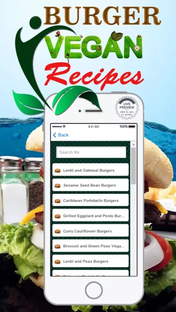 Capturas de tela do Vegan Burger Recipes - Best Veggie Food