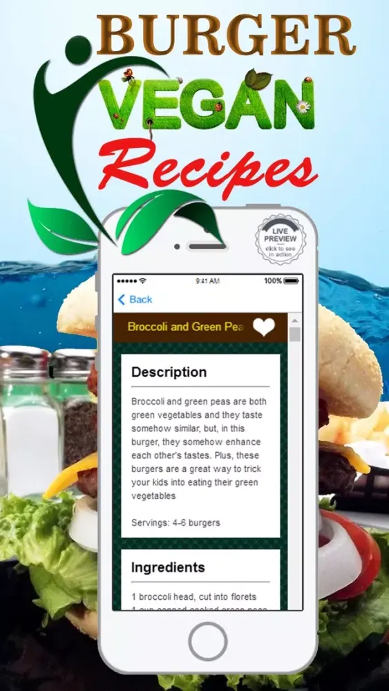 Capturas de tela do Vegan Burger Recipes - Best Veggie Food