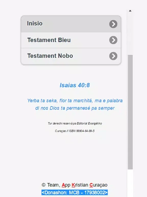 Capturas de tela do Beibel Santu Papiamentu iPad 