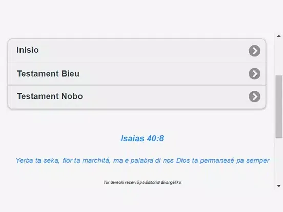 Capturas de tela do Beibel Santu Papiamentu iPad 