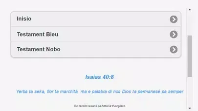 Capturas de tela do Beibel Santu Papiamentu