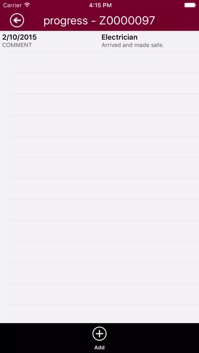 Capturas de tela do pocketBEIMS Work Orders