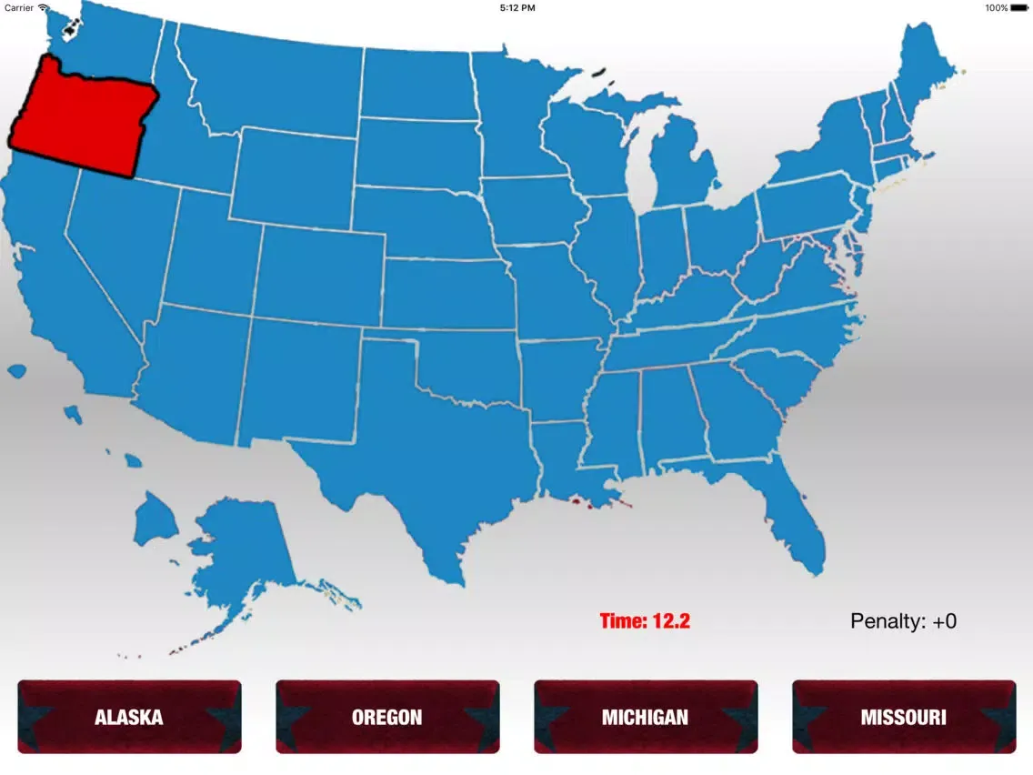 Ảnh chụp màn hình của USA STATES - QUIZ iPad 