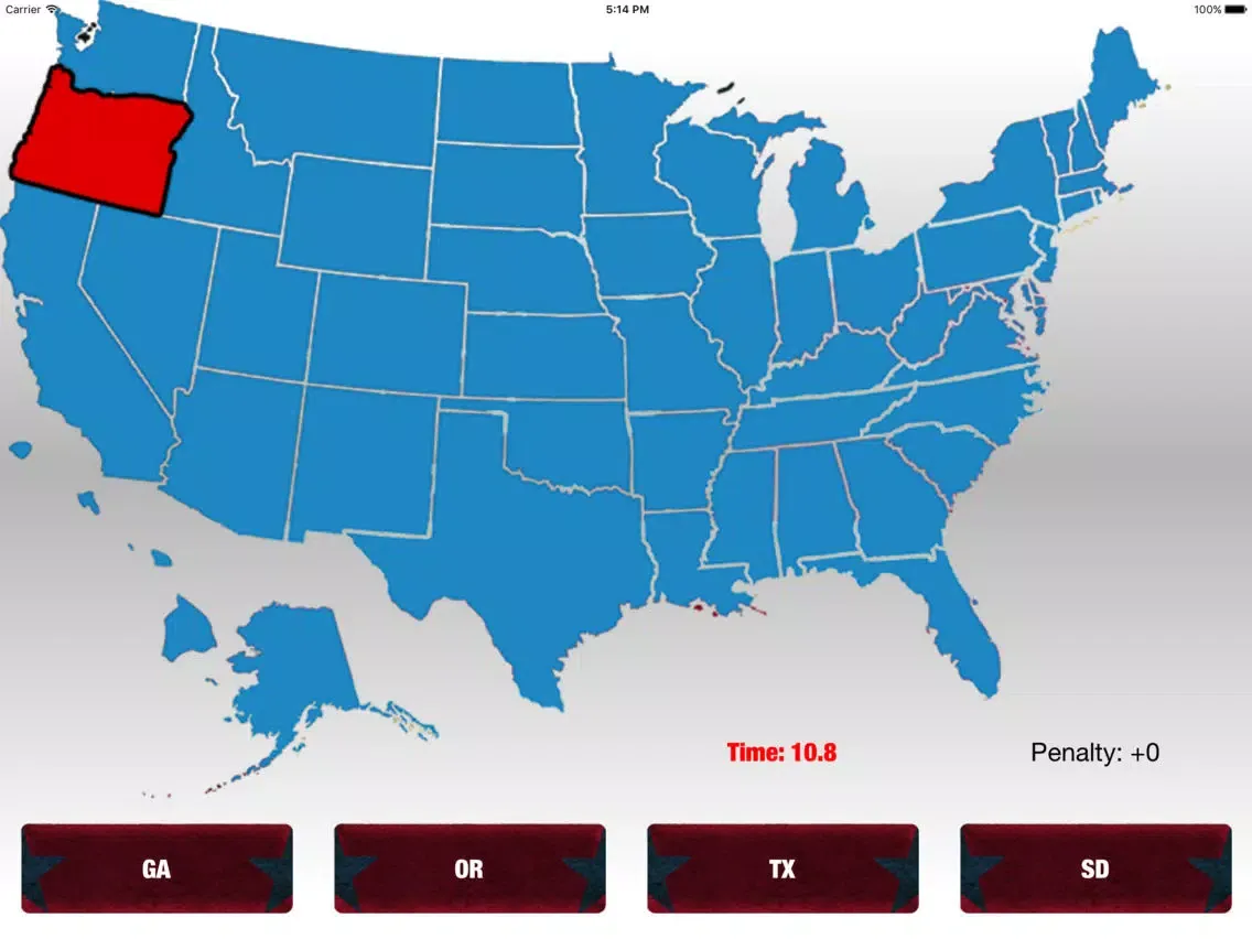 Ảnh chụp màn hình của USA STATES - QUIZ iPad 
