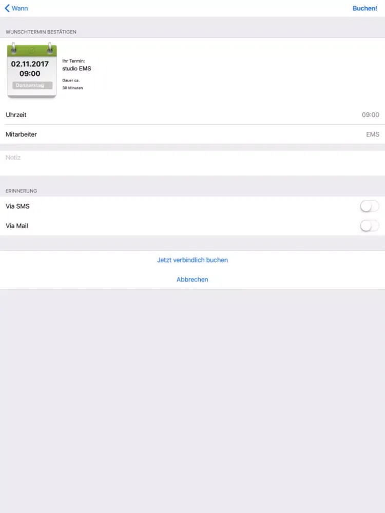 Screenshot di studio EMS iPad 