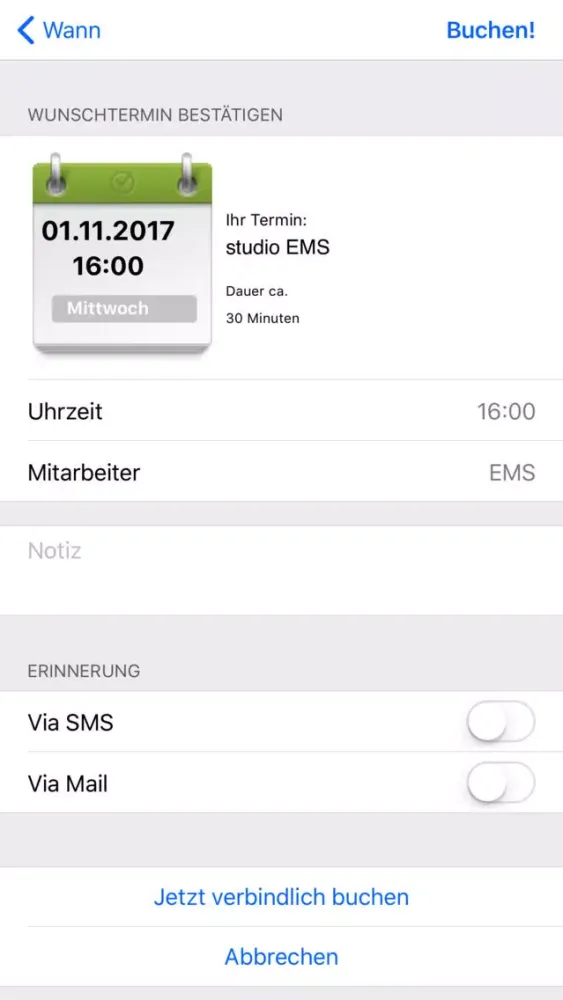 Screenshot di studio EMS