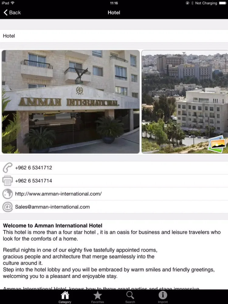 Amman International Hotel iPad  Screenshots