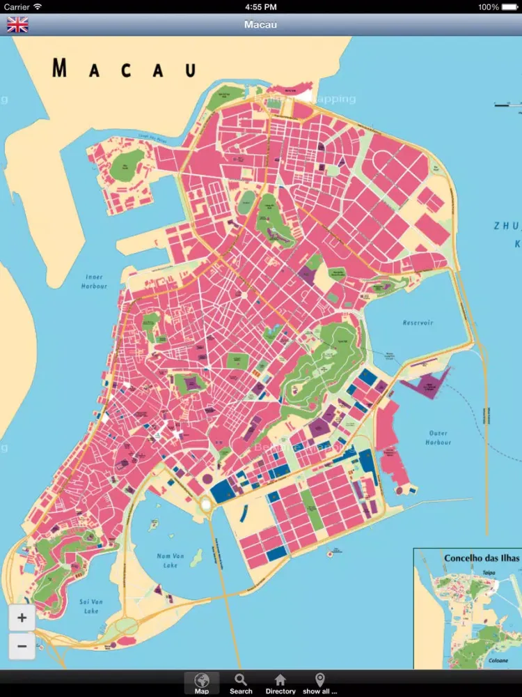 Tangkapan layar BeMap Macau iPad 