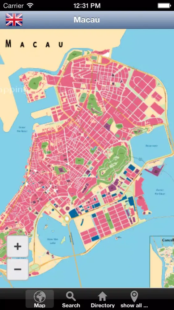 Tangkapan layar BeMap Macau