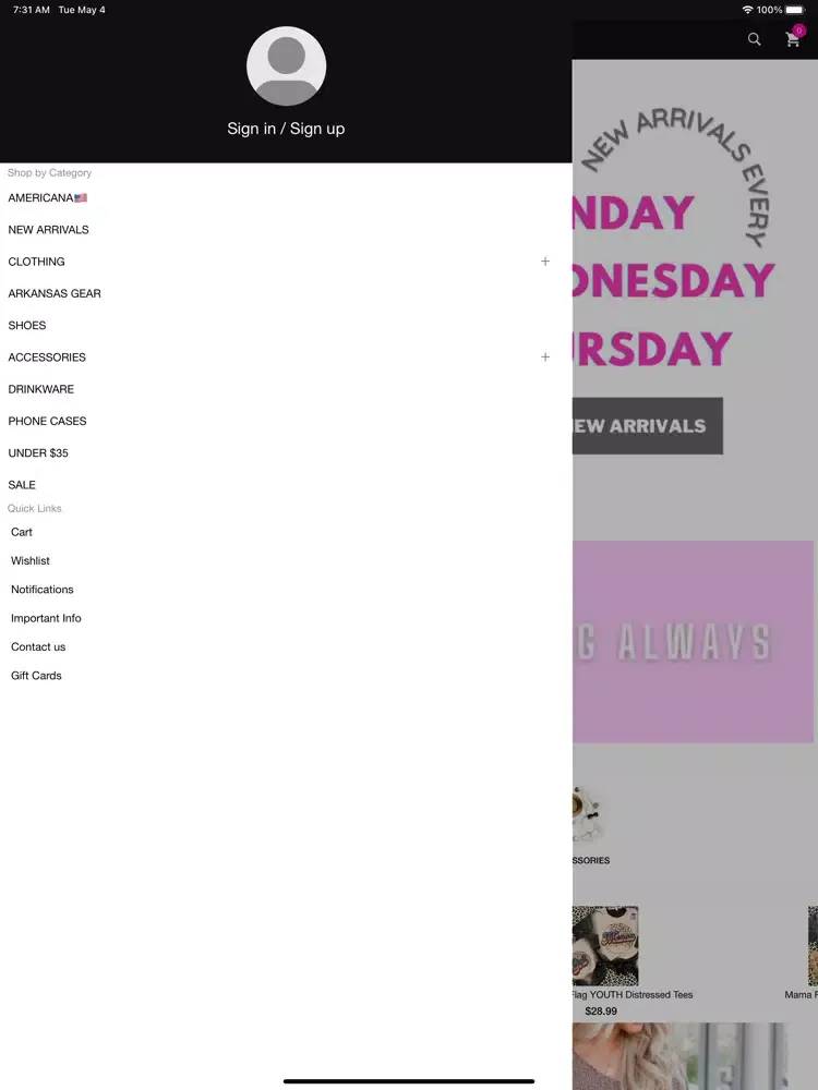 Tangkapan layar Bella GiGi Boutique iPad 