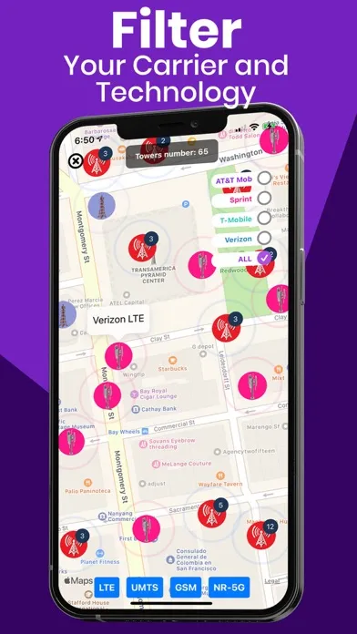 Cell Tower EMF Locator LTE Map Screenshots
