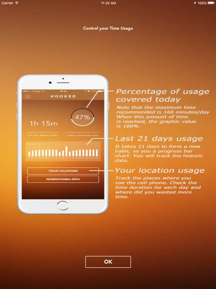 Hooked Pro - Track Phone Habit and Know Your Usage iPad 应用截图