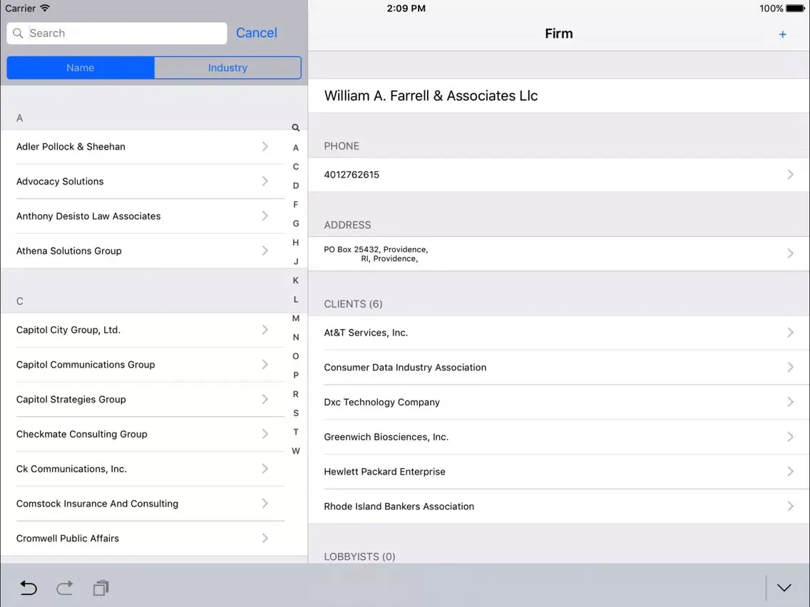 Screenshot di Rhode Island Lobbyist Directory iPad 