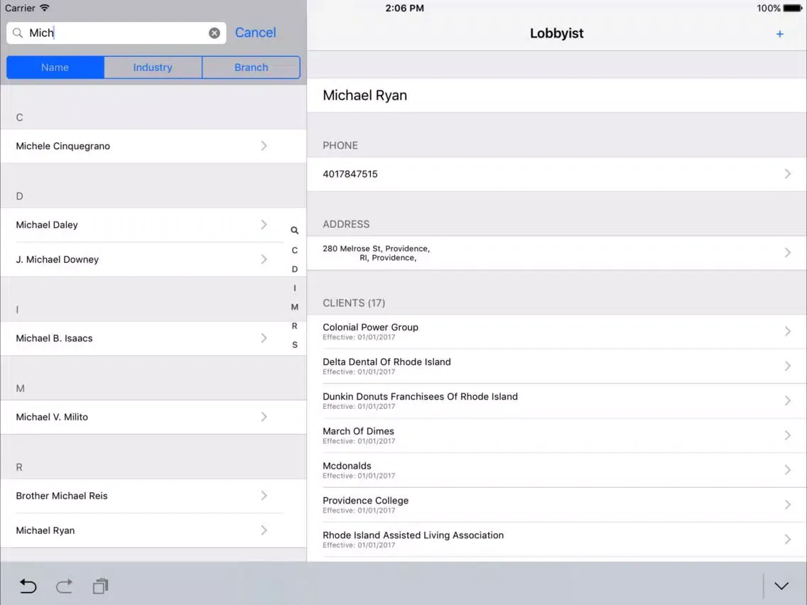 Screenshot di Rhode Island Lobbyist Directory iPad 