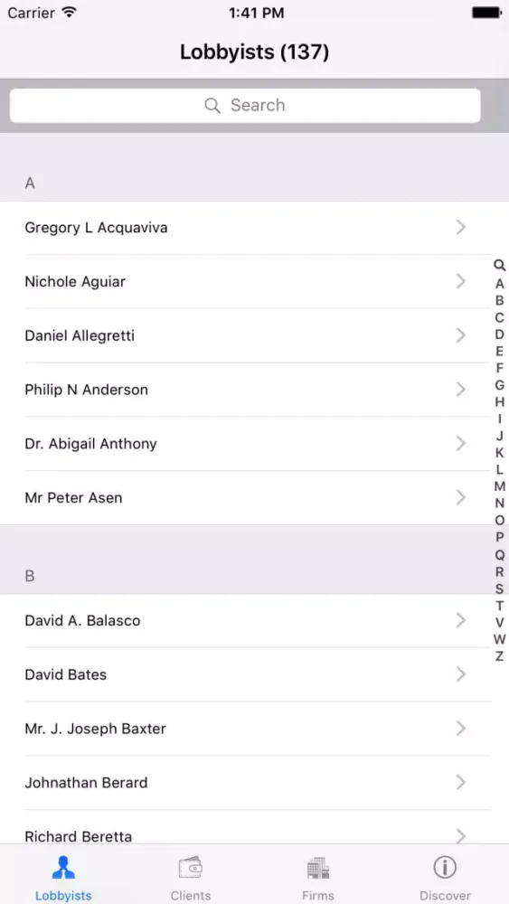 Screenshot di Rhode Island Lobbyist Directory