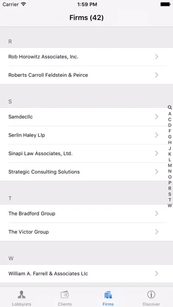 Screenshot di Rhode Island Lobbyist Directory