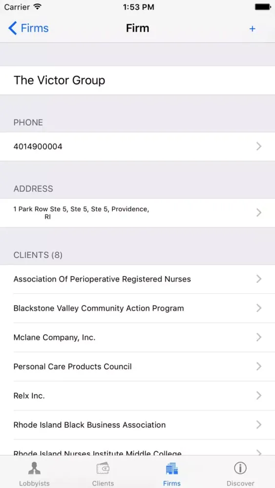 Screenshot di Rhode Island Lobbyist Directory