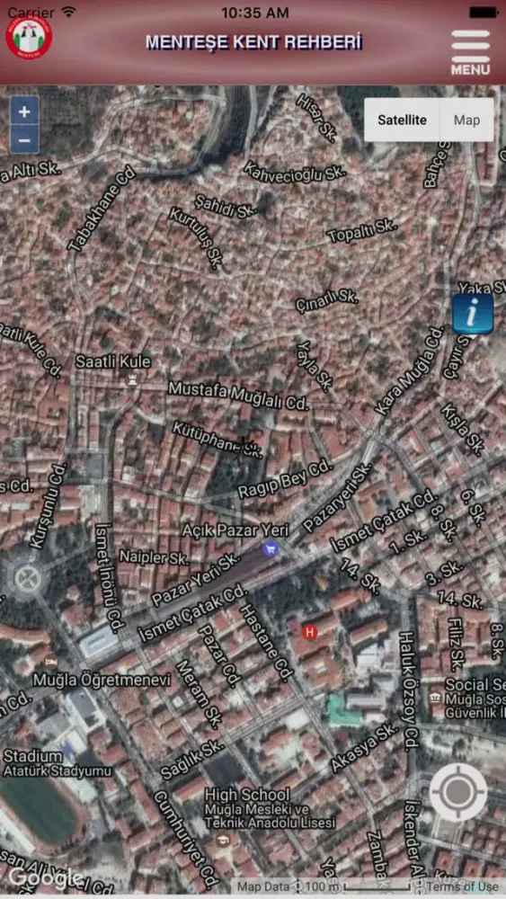 Menteşe Belediyesi Kent Rehber Haritası Ekran Görüntüleri