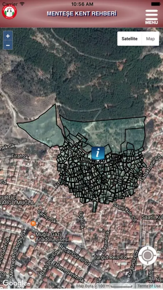 Menteşe Belediyesi Kent Rehber Haritası Ekran Görüntüleri