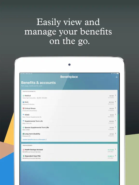 Capturas de pantalla de Benefitplace iPad 