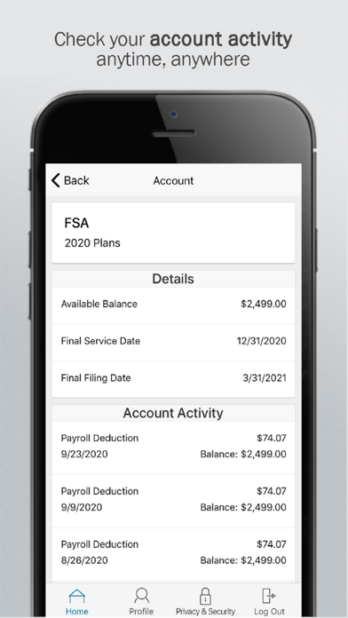 Capturas de pantalla de Benefitfocus Health Accounts