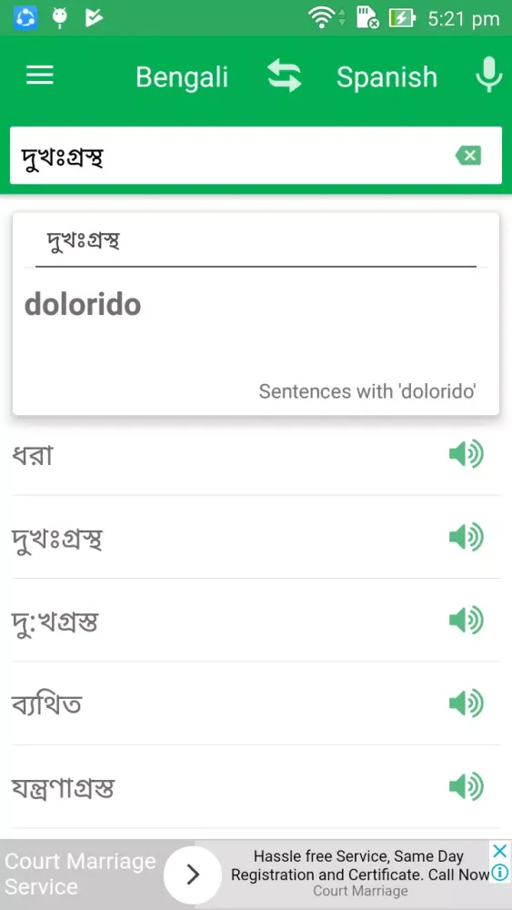 Spanish Bengali Dictionary应用截图