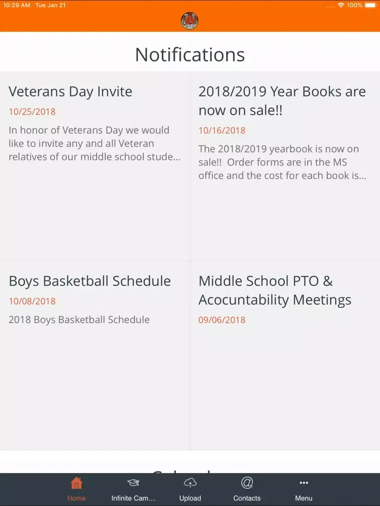 Tangkapan skrin Bennett Middle School iPad 