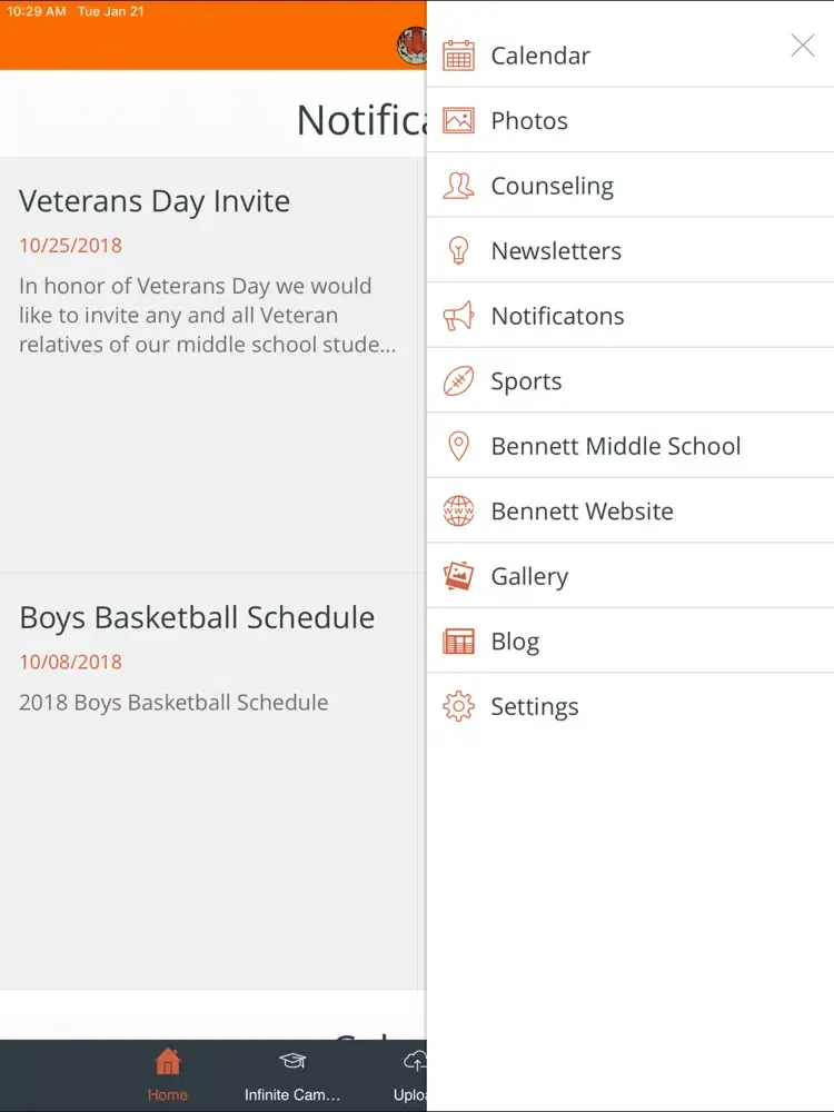 Tangkapan skrin Bennett Middle School iPad 