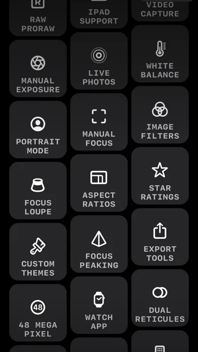 Obscura — Pro Camera Ekran Görüntüleri
