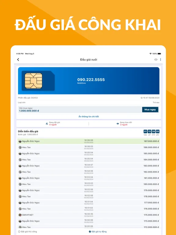 Скриншоты Đấu Giá Sim iPad 