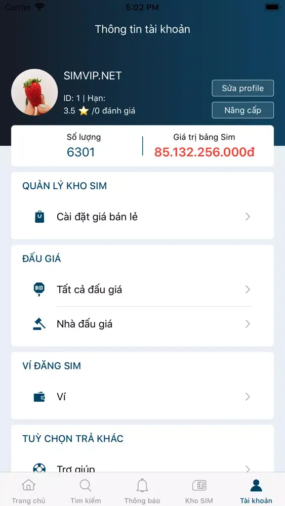 Tangkapan layar Sim Pro