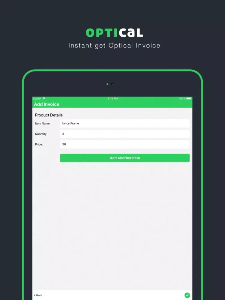 Optical Invoice Bill iPad  سکرین شاٹس