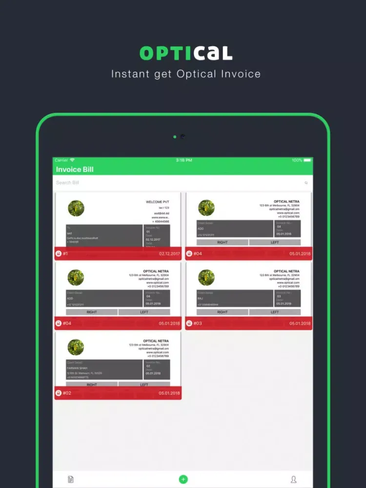 Optical Invoice Bill iPad  سکرین شاٹس