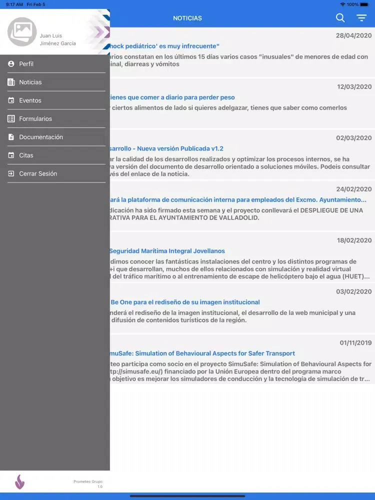Capturas de pantalla de Prometeo Grupo iPad 