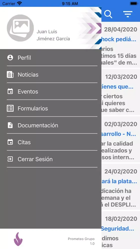Capturas de pantalla de Prometeo Grupo
