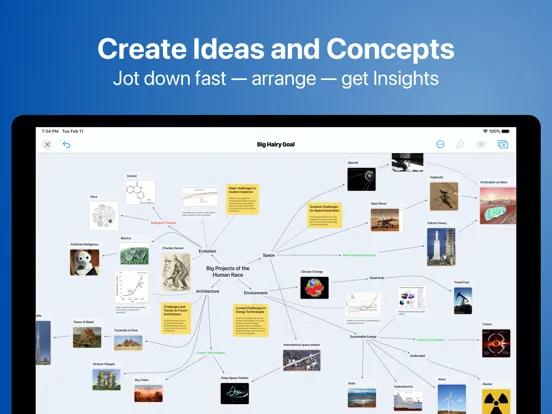 Zrzuty ekranu BigHairyGoal – mindmap todo iPad 
