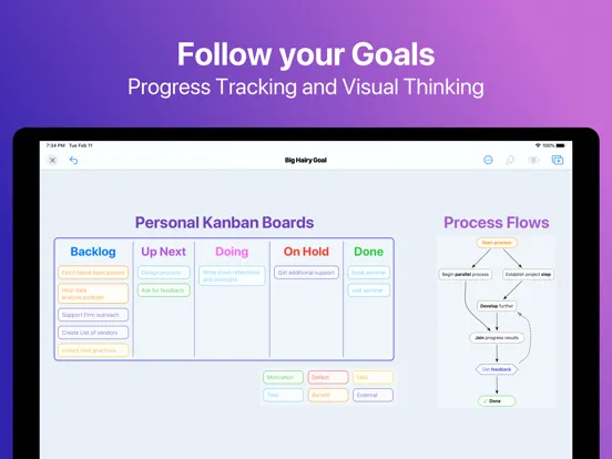 Zrzuty ekranu BigHairyGoal – mindmap todo iPad 