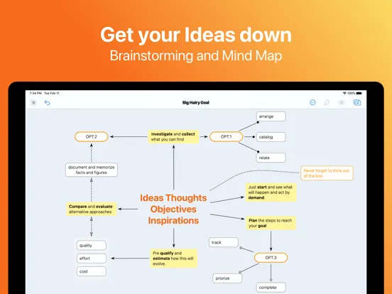 Zrzuty ekranu BigHairyGoal – mindmap todo iPad 