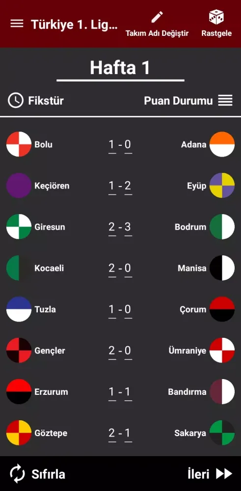 Türkiye 1.Lig Simülasyon 23/24 スクリーンショット