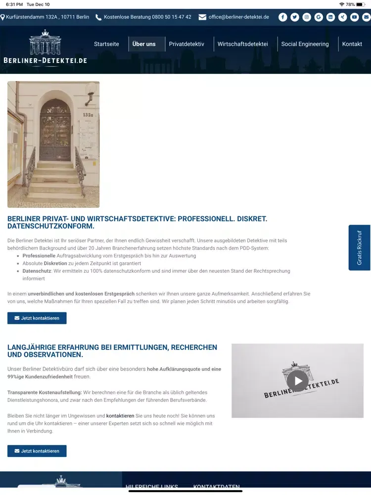 Berliner Detektei iPad  Screenshots