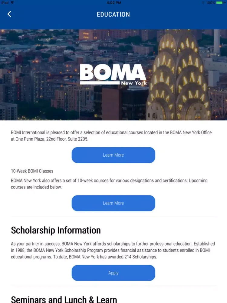 Capturas de pantalla de BOMA NY iPad 