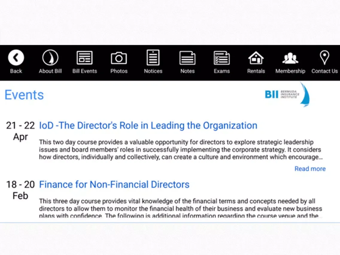 BII App - Bermuda Insurance Institute (BII) App iPad  Screenshots