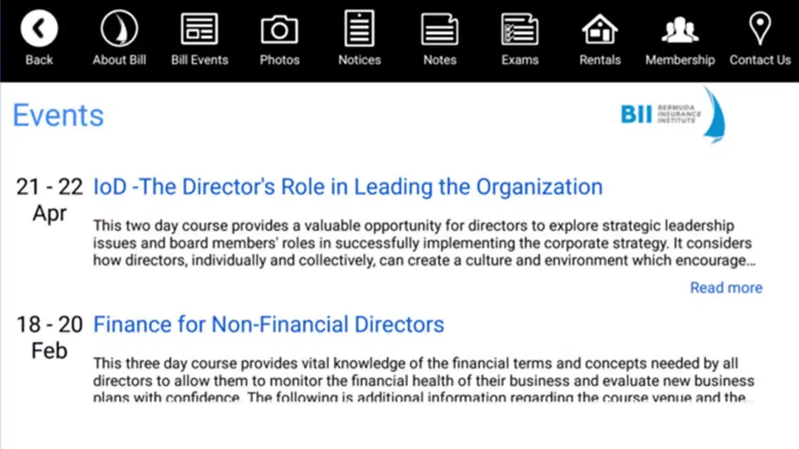 BII App - Bermuda Insurance Institute (BII) App Screenshots